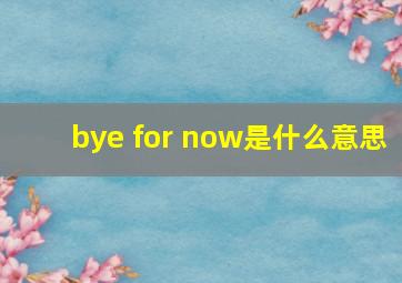 bye for now是什么意思